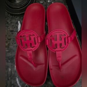 Tommy Hilfiger Ladies red Logo Slide Sandals